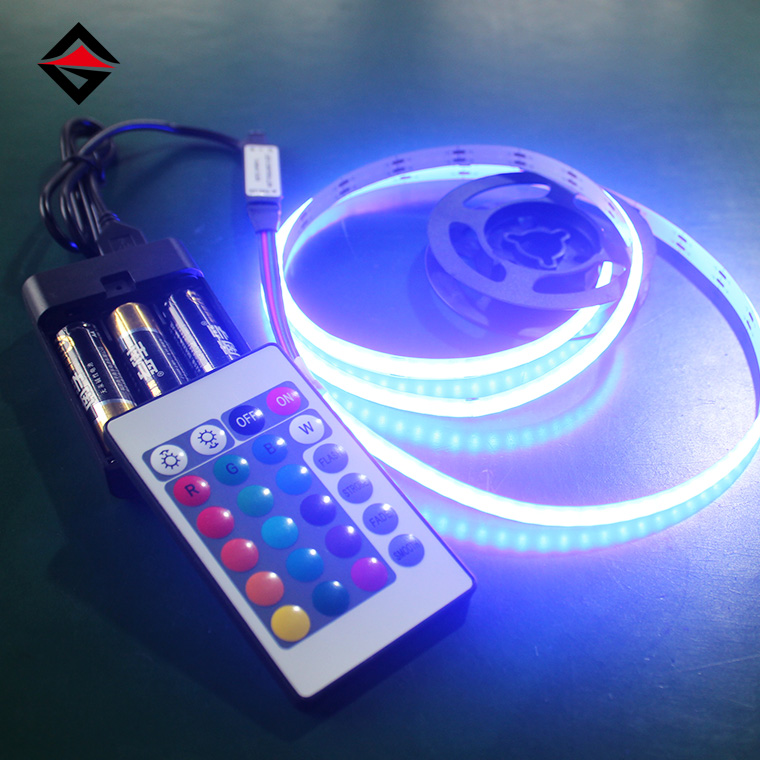 5V RGB COB LED pás s dálkovým ovládáním USB 24-Key a baterií